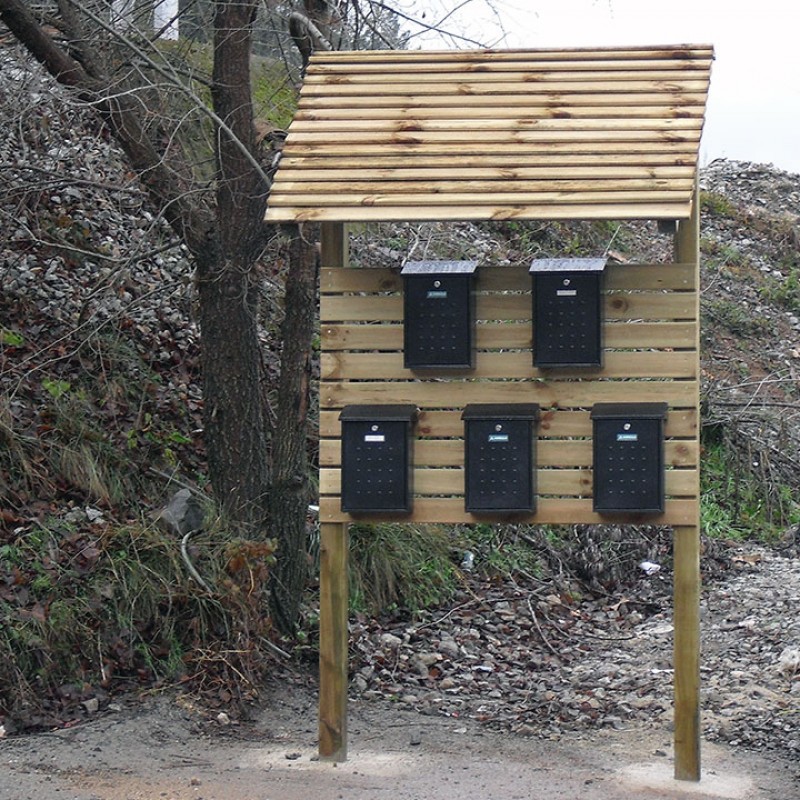 Cartellera de Fusta amb Teulada per a Bústies | Mobiliari Exterior